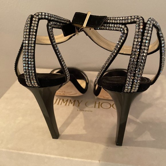 Jimmy Choo Daisy 100 Rhinestone Embellished Sandals  Size 37/7US  w/box - Picture 4 of 12